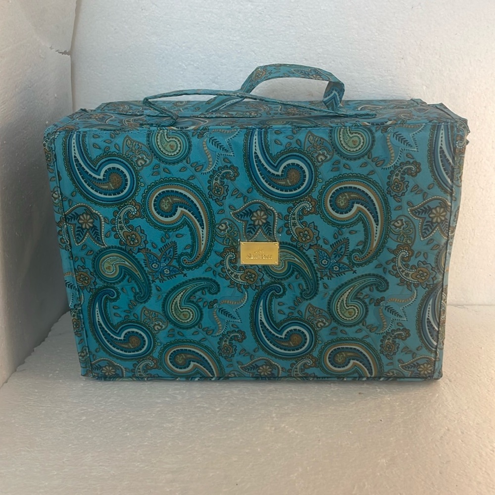 Joy Mangano better beauty roll up cosmetic bag make up case Paisley floral XL
